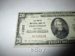 20 $ 1929 Amitié New York Ny Banque De La Monnaie Nationale Note Bill Ch. # 11055 Vf