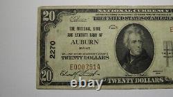 20 1929 Auburn Maine Me Monnaie Nationale Banque Bill Charte #2270 Fine++