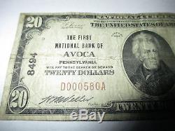 $ 20 1929 Avoca Pennsylvanie Pa Note De La Banque Nationale De Billets De Billets! # 8494 Fine Rare