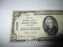 $ 20 1929 Berryville Arkansas Ar Billet De Banque National Bill Ch. # 1040 Vf