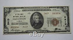 20 $ 1929 Billet De Banque En Monnaie Nationale Princeton Illinois IL IL Bill Ch. # 2413 Xf ++