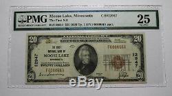 20 $ 1929 Billet De Banque National En Devise Moose Lake Minnesota Mn Bill Ch. Bill. # 12947 Vf