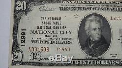 20 $ 1929 Billet De Banque National En Devise Nationale Illinois City IL Bill # 12991 Vf +