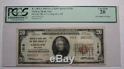 20 $ 1929 Billet De Banque National En Devise Nationale Saginaw Michigan MI Billet N ° 1918 Vf Pcgs