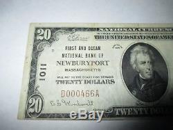 20 $ 1929 Billet De Banque National En Monnaie De Newburyport, Massachusetts, Ma Billet N ° 1011 Vf