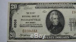 20 $ 1929 Billet De Banque National En Monnaie Nationale Du Nj À Pleasantville New Jersey, Projet De Loi N ° 6508 Vf