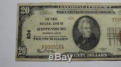 20 $ 1929 Billet De Banque National En Monnaie Nationale Shippensburg Pennsylvania Pa Bill Ch. # 834