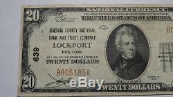 20 $ 1929 Billet De Billet De Banque En Devise Nationale De Lockport New York Ny! Ch. # 639 Vf +