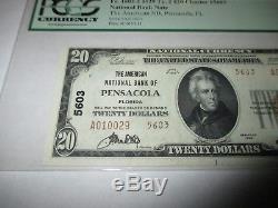 20 $ 1929 Billet De Billet De Banque En Devise Nationale Pensacola Florida Fl! Ch. # 5603 Nouveau