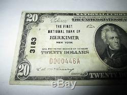 20 $ 1929 Billet De Billet De Banque En Monnaie Nationale Herkimer New York Ny! Ch. # 3183 Fin