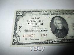 20 $ 1929 Billet De Billets De Banque De Medford Oregon Ou De La Monnaie Nationale! Ch. # 7701 Fin