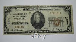 20 $ 1929 Billet De Billets De Banque En Monnaie Nationale Syracuse New York Ny! Ch. # 13393 Fin