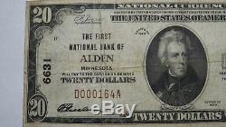 20 $ 1929 Billet De Monnaie National Alden Minnesota Mn (états-unis) Bill Ch. # 6631 Amende