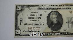 $ 20 1929 Brillion Wisconsin Wi Billets De Banque En Devises Nationales Bill Ch. # 7224 Vf