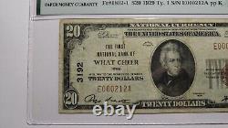 20 $ 1929 Ce Que Cheer Iowa Ia Banque De Monnaie Nationale Note Bill Ch. #3192 Vf25 Pmg