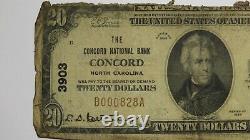 20 1929 Concord North Carolina Nc Monnaie Nationale Banque Note Bill Ch. Numéro 3903