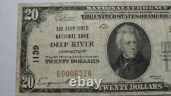 20 1929 Deep River Connecticut Ct Monnaie Nationale Banque Note Bill Ch. Numéro 1139