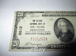 20 $ 1929 Du Bois Pennsylvanie Pa Banque De Monnaie Nationale Note Bill Ch. # 5019 Vf