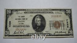 $20 1929 Elgin Illinois IL National Currency Bank Note Bill! Ch. #7236 Vf