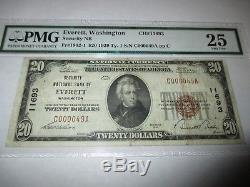 20 $ 1929 Everett Washington Wa Banque Nationale De Billets De Banque Note! # 11693 Vf! Pmg