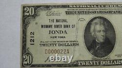 $20 1929 Fonda New York Ny National Currency Bank Note Bill Charter #1212 Vf+