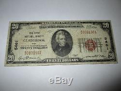 20 $ 1929 Gladbrook Iowa Ia Banque De Monnaie Nationale Note Bill Ch. # 5461 Rare