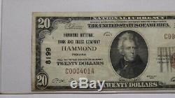 20 $ 1929 Hammond Indiana In Billet De Banque National En Billets De Banque Bill Ch. # 8199 Pcgs Vf20