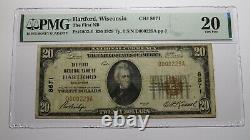 $20 1929 Hartford Wisconsin Wi Monnaie Nationale Bill #8671 Vf20 Pmg