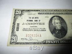20 $ 1929 Jacksonville Floride Floride National Currency Bank Note Bill Ch. # 6888 Vf