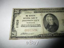 20 $ 1929 Johnson City Tennessee Tn Banque Nationale Monnaie Note Bill # 11839 Fin