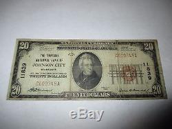 20 $ 1929 Johnson City Tennessee Tn Billets De Banque En Monnaie Nationale Projet De Loi # 11839 Amende