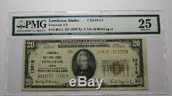 20 $ 1929 Lewiston Idaho ID Banque Nationale Monnaie Remarque Bill Ch. # 13819 Vf25 Pmg