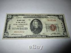 20 $ 1929 Los Angeles Californie Ca Note De La Banque Monétaire Nationale Bill! # 2491 Fine