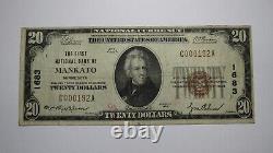 $20 1929 Mankato Minnesota Mn Monnaie Nationale Banque Note Bill Charte #1683 Vf