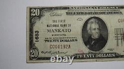 $20 1929 Mankato Minnesota Mn Monnaie Nationale Banque Note Bill Charte #1683 Vf