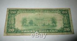 20 $ 1929 Mccomb Mississippi Ville Ms Banque Nationale Monnaie Note Bill! # 7461 Fin