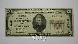 $20 1929 Mcconnellsville Ohio Oh National Monnaie Banque Note Bill Ch. #5259 Vf