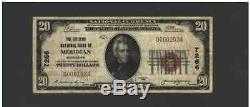 20 $ 1929 Meridian Mississippi Ms Banque Nationale Monnaie Note Ch. # 7266 T1 Nt0155