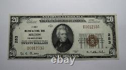 20 1929 Milton Pennsylvania Ap National Monnaie Banque Note Bill Ch. #253 Au+++