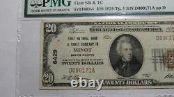 20 $ 1929 Minot Dakota Du Nord Dakota Du Nord Banque Nationale Monnaie Note Bill Ch # 6429 Vf25