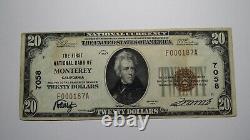 20 1929 Monterey California Ca National Devise Bank Note Bill Ch. 7058 Vf