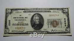 20 $ 1929 Neodesha Kansas Ks Banque Nationale Monnaie Note Bill! Ch. # 6895 Vf +