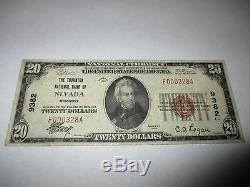 20 $ 1929 Nevada Missouri Mo Banque Nationale Monnaie Note Bill! Ch. # 9382 Fin