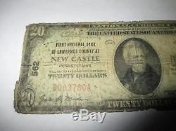 $ 20 1929 New Castle Pennsylvania Pa Projet De Loi Sur Les Billets De Banque Nationaux! # 562 Rare