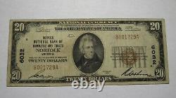20 $ 1929 Norfolk Virginia Virginia Virginie Nationale Banque Bill Charte # 6032 Fine
