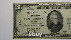 20 $ 1929 Nouvelle Albany Indiana En Monnaie Nationale Banque Note Bill Charter #775 Vf