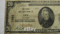 20 $ 1929 Opp Alabama Al Banque Nationale Monnaie Note Bill Charte # 7985 Rare