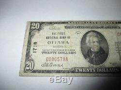 20 $ 1929 Ottawa Bill Ks National Bill Bank Bill! Ch. # 1718 Fine