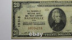 20 1929 Painesville Ohio Oh National Monnaie Banque Note Bill Ch. #13318 Fine+