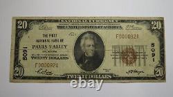 $20 1929 Pauls Valley Oklahoma National Monnaie Banque Note Bill #5091 Basse Série